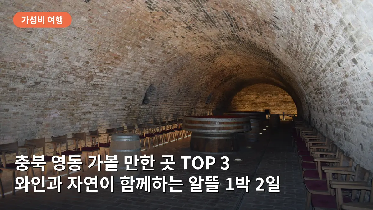 충북 영동 가볼 만한 곳 TOP 3: 1박 2일 와인과 힐링을 찾아 떠나는 알뜰 여행 코스