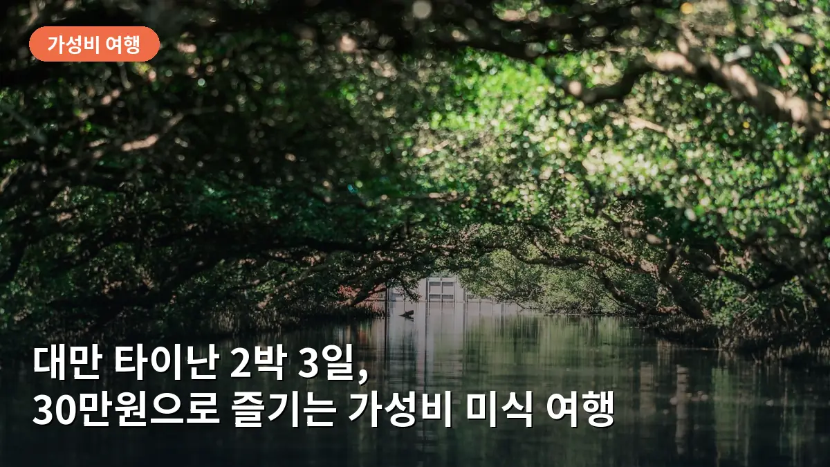 대만 타이난 여행, 2박 3일 30만원으로 즐기는 미식과 고도 탐방 핵심 가이드